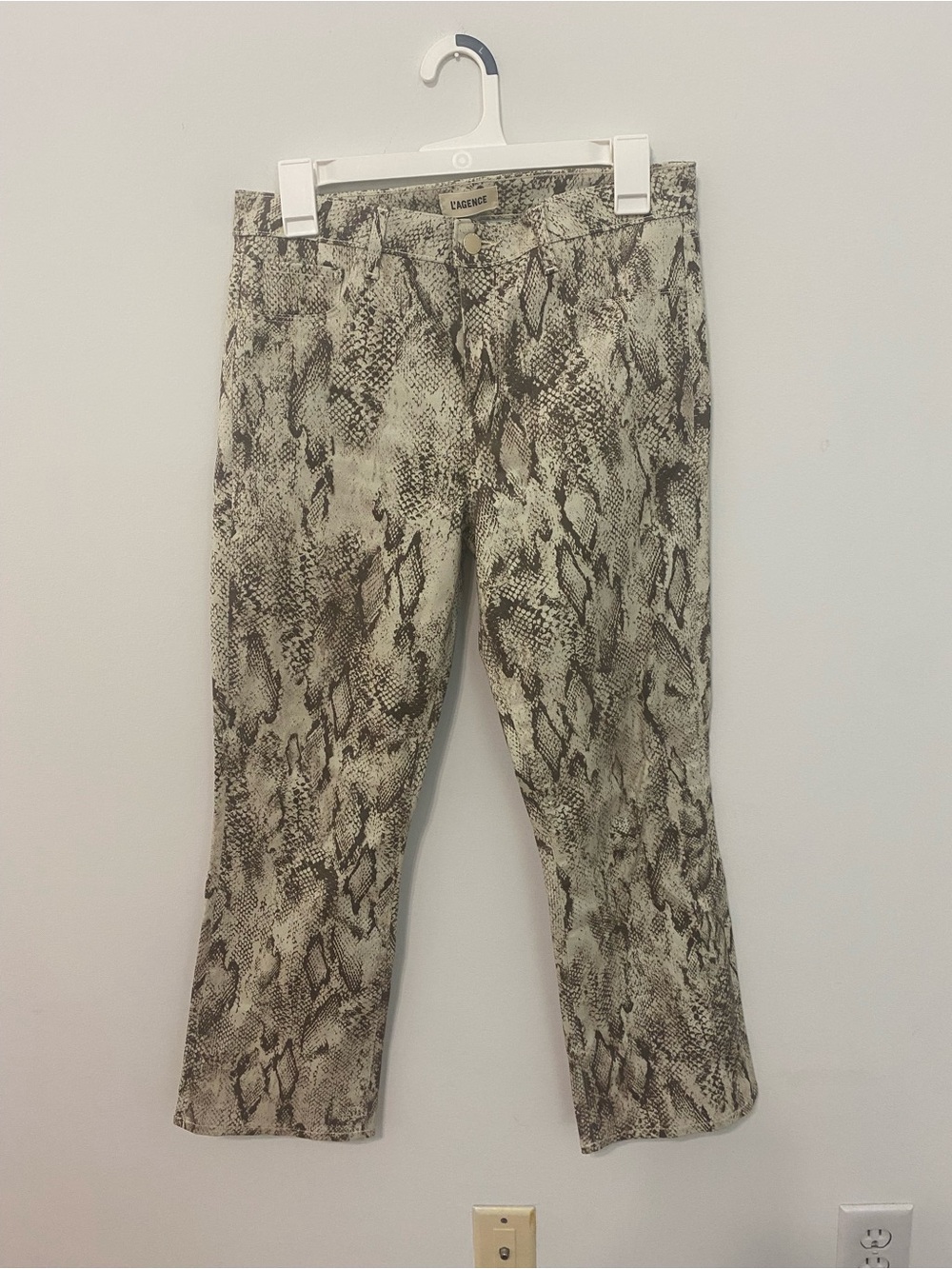 L'AGENCE Snake-Print Cropped Coated Jeans SZ 29 NWOT